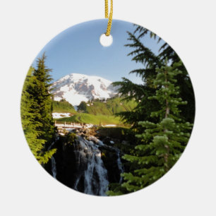 Myrtle Falls, Mount Rainier Ceramic Tree Decoration