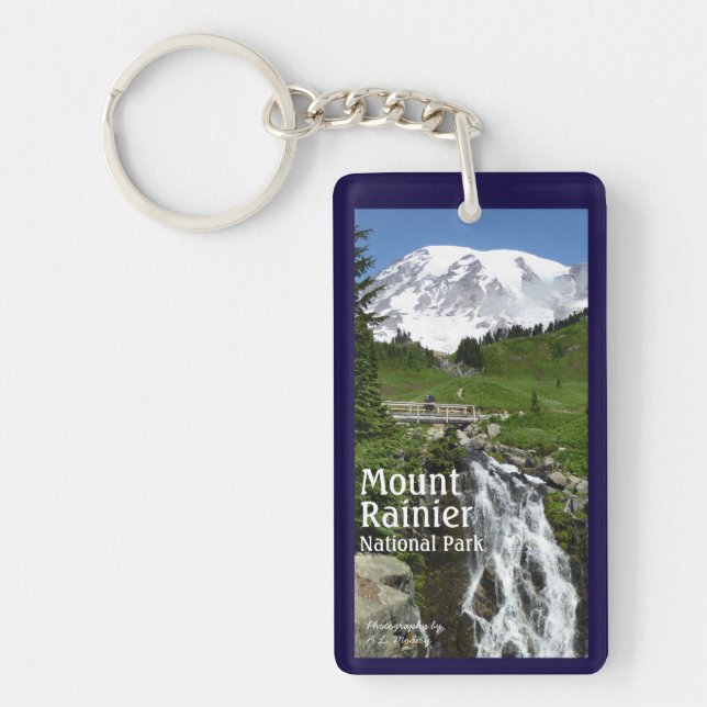 Myrtle Falls (Mount Rainier N.P.) with text Key Ring (Front)