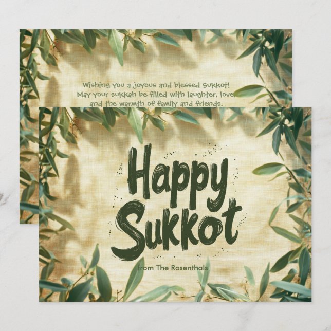 Myrtle Leaf Sukkot Blessing card (Front/Back)