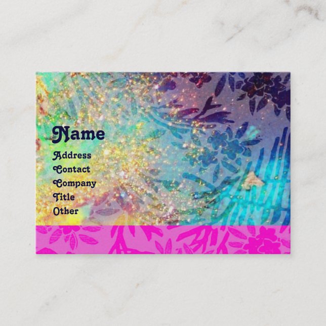 MYRTLE MONOGRAM ,blue turquase pink fuchsia pearl Business Card (Front)