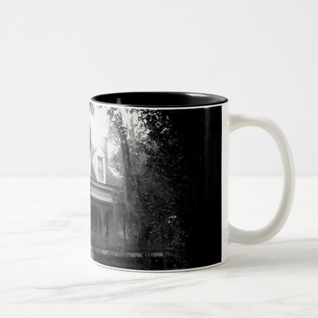 Myrtles Plantation in black and white Two-Tone Coffee Mug (Right)