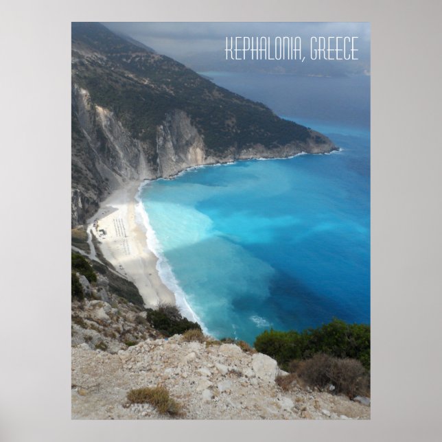 Myrtos Beach Greek Kefalonia Island Greece Poster (Front)