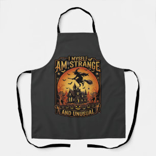 Myself Am Strange Unusual Halloween Witch Haunted Apron