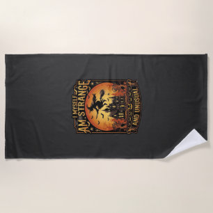 Myself Am Strange Unusual Halloween Witch Haunted Beach Towel