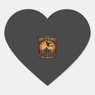 Myself Am Strange Unusual Halloween Witch Haunted Heart Sticker
