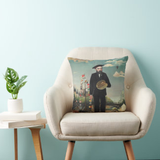 Myself Portrait Landscape 1890, Henri Rousseau Cushion