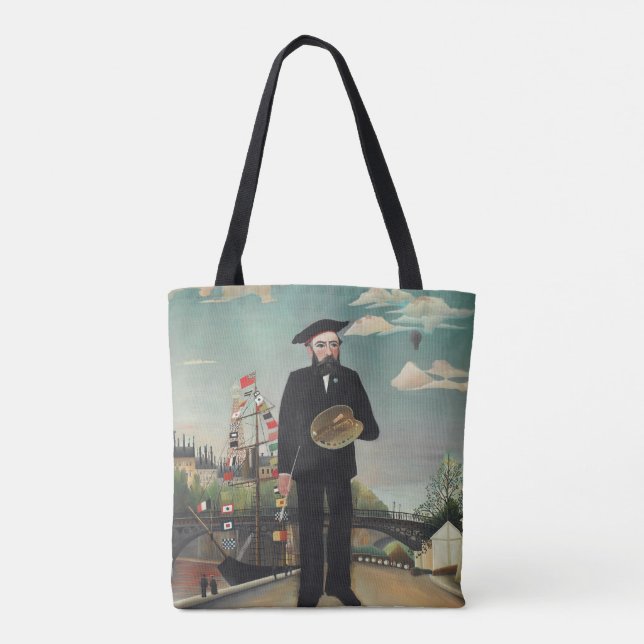 Myself Portrait Landscape 1890, Henri Rousseau Tote Bag (Back)