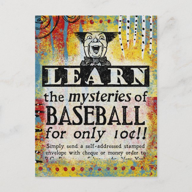 Mysteries of Baseball Postcard - Funny Vintage (Front)