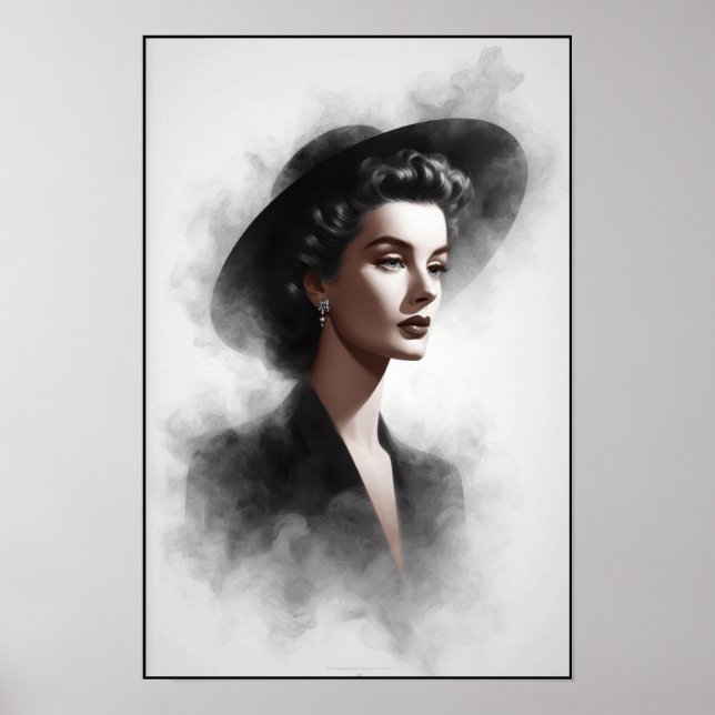 Mysterious 1940's Female Portrait Art Poster (Front)