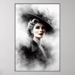 Mysterious 1940's Female Portrait Art Poster