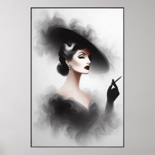 Mysterious 1940's Female Portrait Art Poster