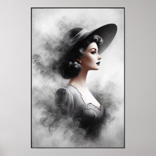 Mysterious 1940's Female Portrait Art Poster