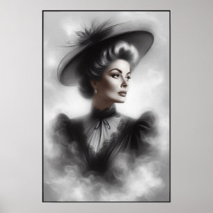 Mysterious 1940's Female Portrait Art Poster