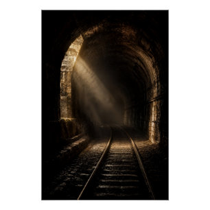 Mysterious Abandoned Railway Tunnel Light Poster