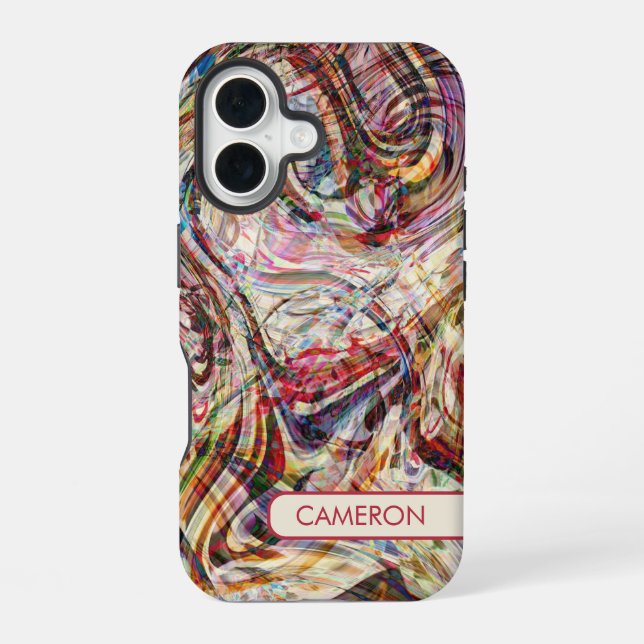 Mysterious Abstract Swirls iPhone 16 Case (Back)