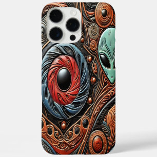 Mysterious Aliens Explore Vibrant Cosmic Patterns iPhone 16 Pro Max Case