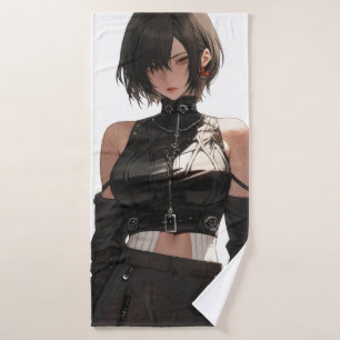 Mysterious Anime Girl Leather Bath Towel