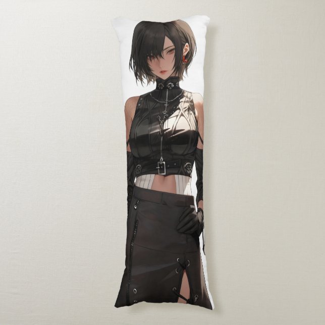 Mysterious Anime Girl Leather Body Cushion (Front Vertical)
