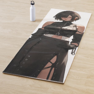 Mysterious Anime Girl Leather Yoga Mat