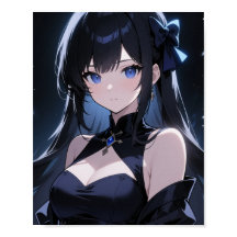 Mysterious anime girl with blue eyes