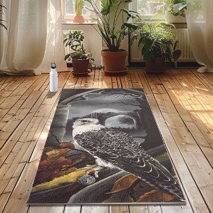 Mysterious Autumn Gothic Falcon Moonlit Ruins Yoga Mat