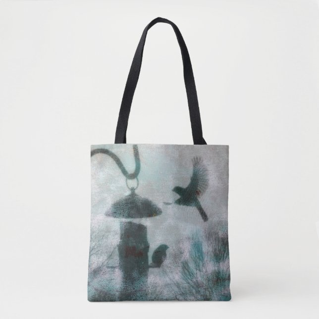 Mysterious Bird Flying to Feeder Tote (Front)