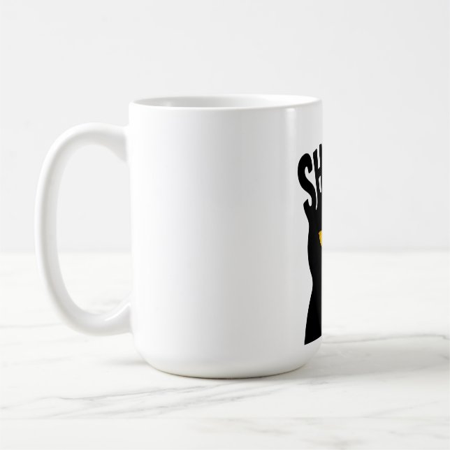 Mysterious Black Cat Eyes Design Coffee Mug (Left)