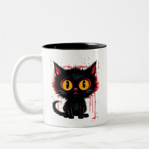 Mysterious Black Cat Two-Tone Coffee Mug