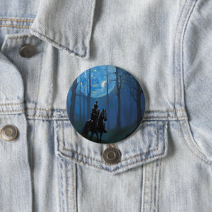 Mysterious Black Knight in the Moonlit Forest 7.5 Cm Round Badge