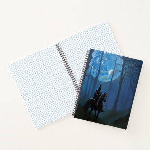 Mysterious Black Knight in the Moonlit Forest Notebook