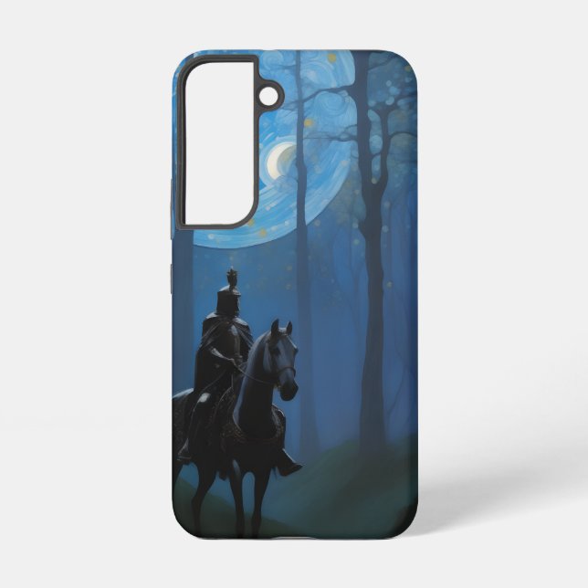 Mysterious Black Knight in the Moonlit Forest Samsung Galaxy S22 Case (Back)