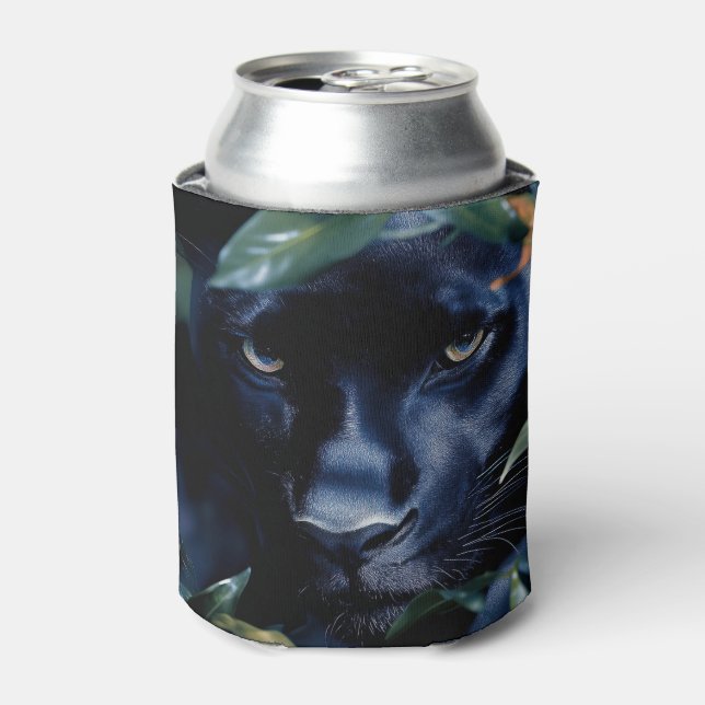 Mysterious Black Panter Wildlife Art Can Cooler (Can Front)