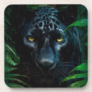 Mysterious Black Panther Jungle Wildlife Design Coaster