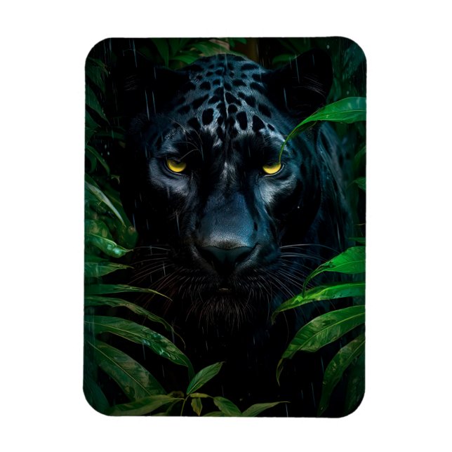 Mysterious Black Panther Jungle Wildlife Design Magnet (Vertical)