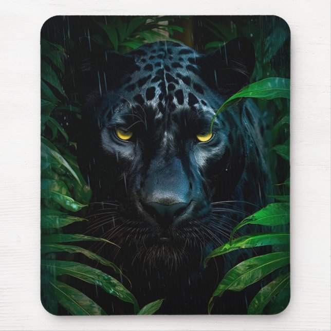 Mysterious Black Panther Jungle Wildlife Design Mouse Mat (Front)