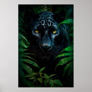 Mysterious Black Panther Jungle Wildlife Design Poster