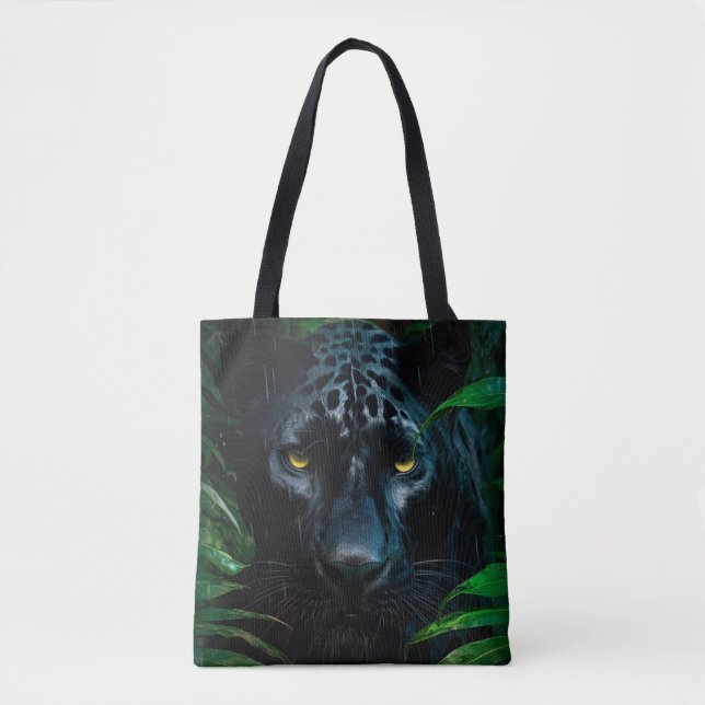 Mysterious Black Panther Jungle Wildlife Design Tote Bag (Front)