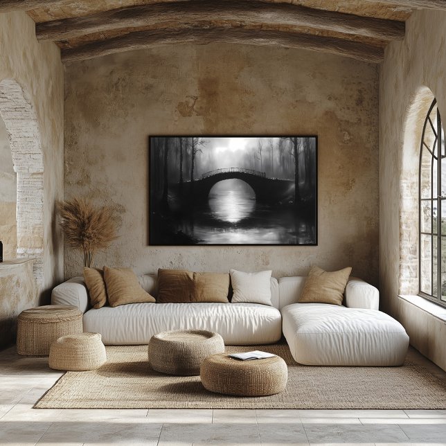 Mysterious Bridge Over Serene Waters – Monochrome  Poster (Creator Uploaded)