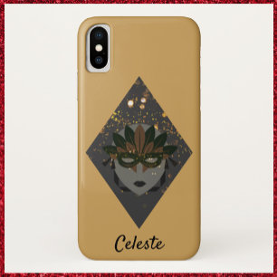 Mysterious Bronze and Black Glitter Masquerade iPhone X Case