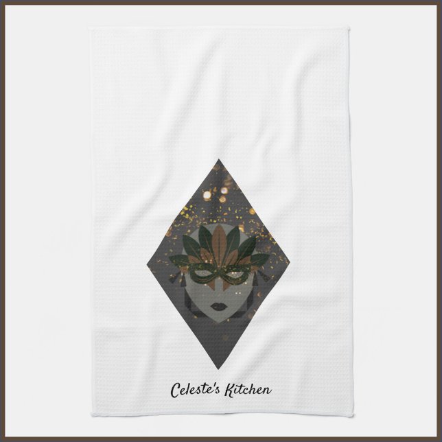 Mysterious Bronze and Black Glitter Masquerade Tea Towel (Creator Uploaded)