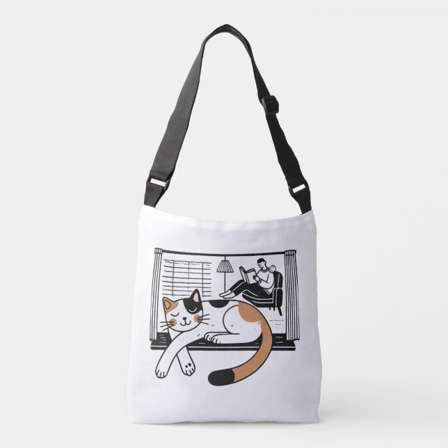 Mysterious Calico Cat and the Phantom Paw Crossbody Bag (Front)