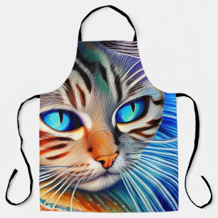 Mysterious Cat Blue Ocean Wave Surrealism Apron