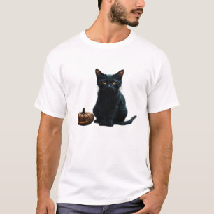 Mysterious Cat in Enchanted Forest Oversized T-Shi T-Shirt