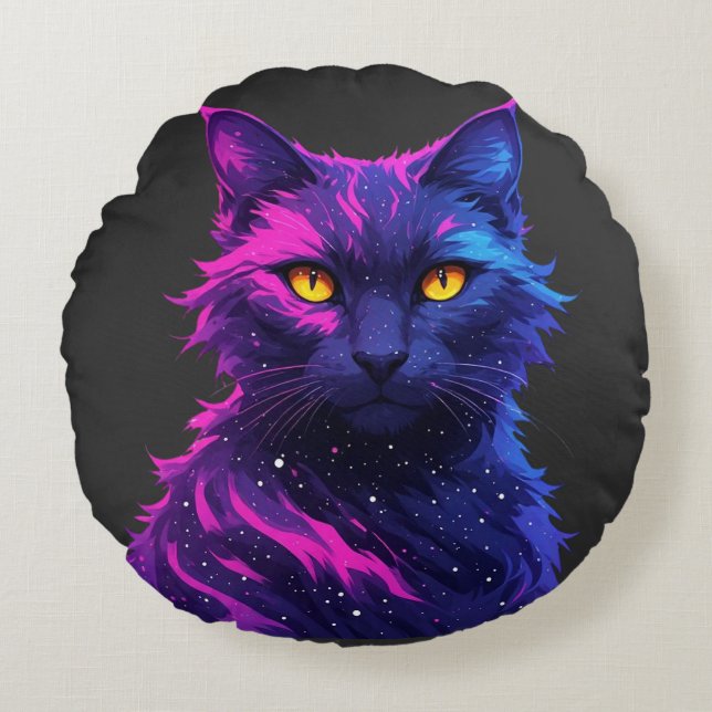Mysterious Cat Round Cushion (Front)