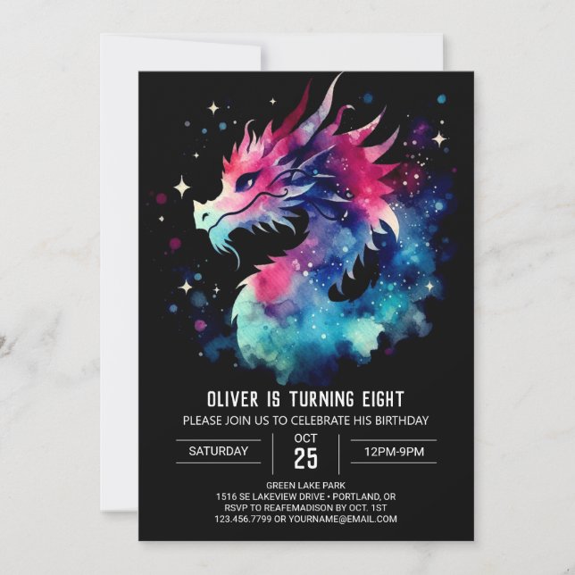 Mysterious Charming Dragon Birthday Invitation (Front)