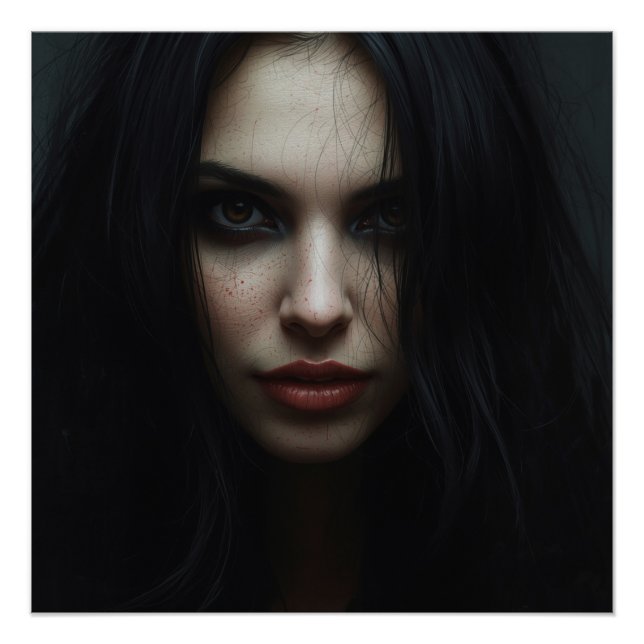  Mysterious Dark-Haired Portrait Poster (Front)