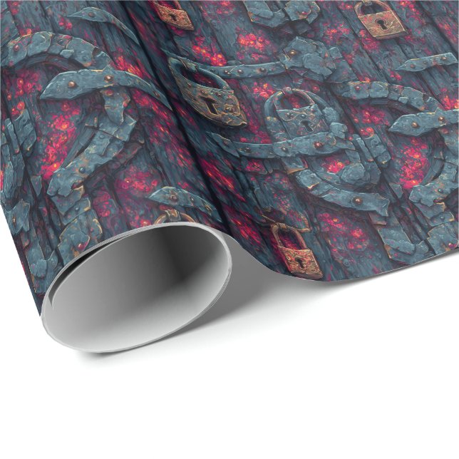 Mysterious Dungeon Door D&D Fantasy Portal Wrapping Paper (Roll Corner)