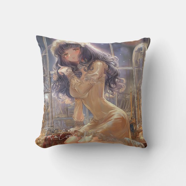 Mysterious Fantasy Girl - Gothic Art Aesthetic Cushion (Front)