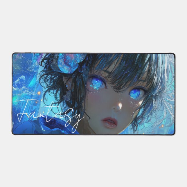 Mysterious Fantasy Girl - Ocean Art Aesthetic Desk Mat (Front)