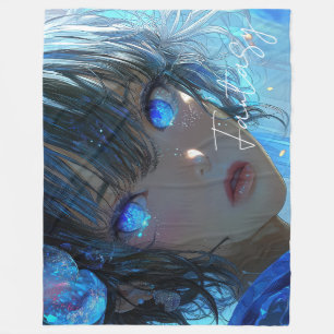 Mysterious Fantasy Girl - Ocean Art Aesthetic Fleece Blanket